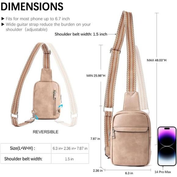 Small Sling Bag Vegan Leather khaki - Picture 3 of 6